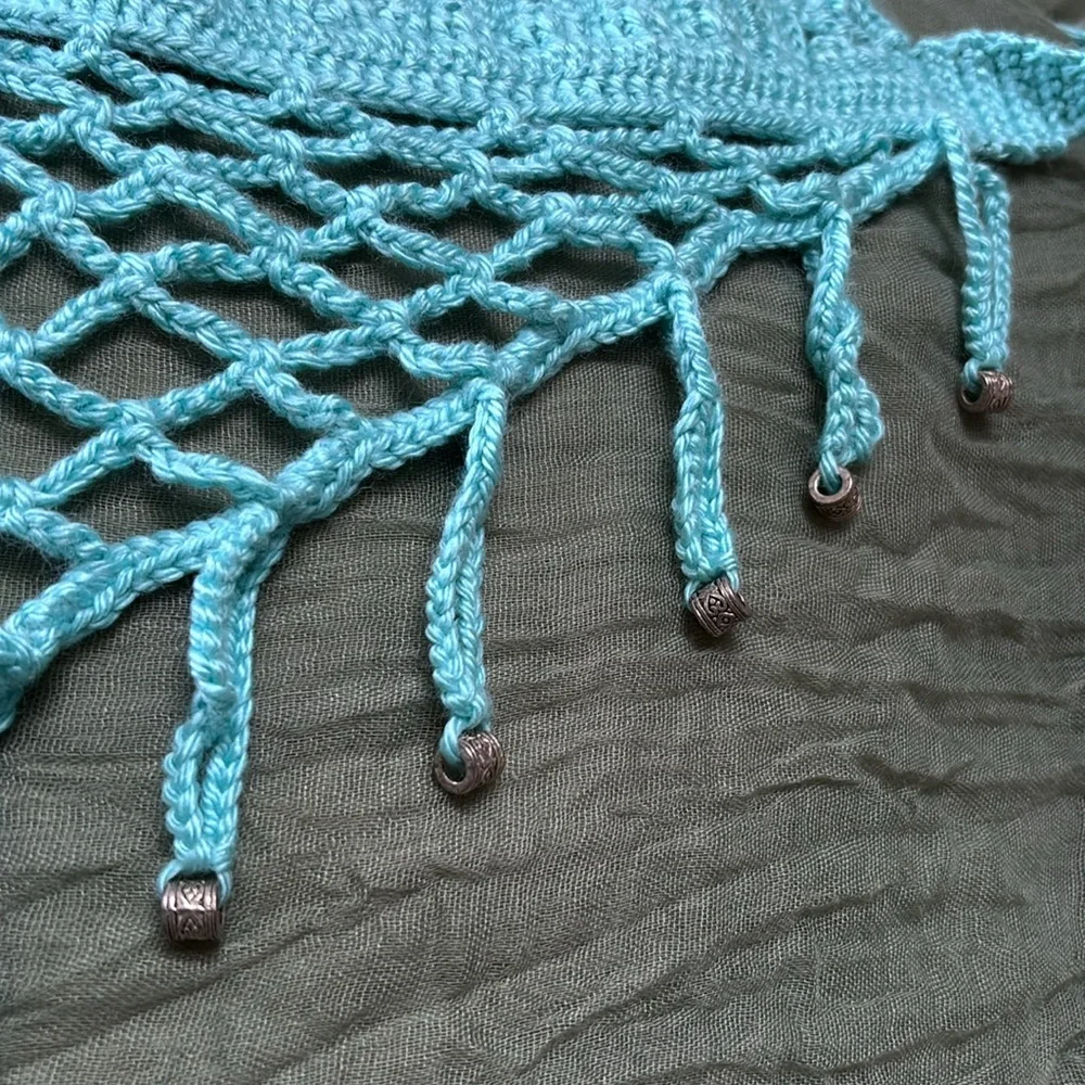Handmade by Me Blue Crocheted Top with Beads C Cup - Picture 3 of 3